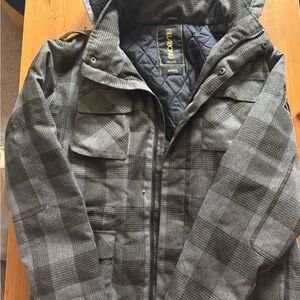 Billabong Men's Charcoal Plaid Field Jacket